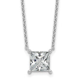 14k White Gold 3 1/2 carat Certified Lab Grown Diamond VS/SI+ G+ Princess Complete Four Prong 18 inch Pendant Necklace